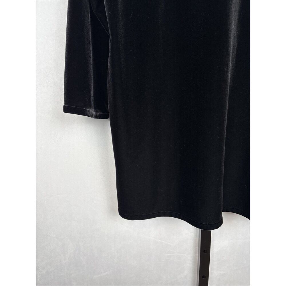 Chico's Travelers Black Velvet Swirl Button Up Blouse Women's L Artsy Sheer - Picture 12 of 13